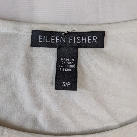 Eileen Fisher 100% silk Solid White Long Sleeve Top Neutral Minimalist Small - Picture 2 of 7